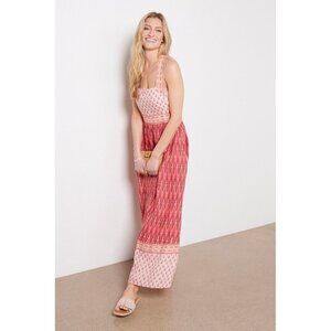 Faherty‎ Womens Gracie Linen Maxi Strapless Dress Pink Gobi Floral Size Small